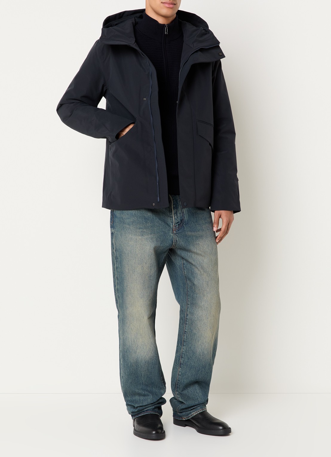 Elvine Nouha gewatteerde parka met capuchon - voorkant 3 donkerblauw