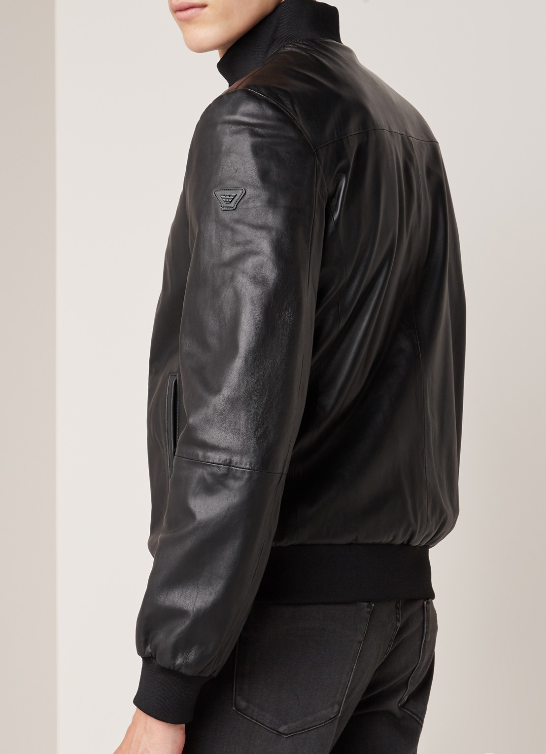 Emporio Armani Bomberjack van lamsleer - achterkant 2 zwart