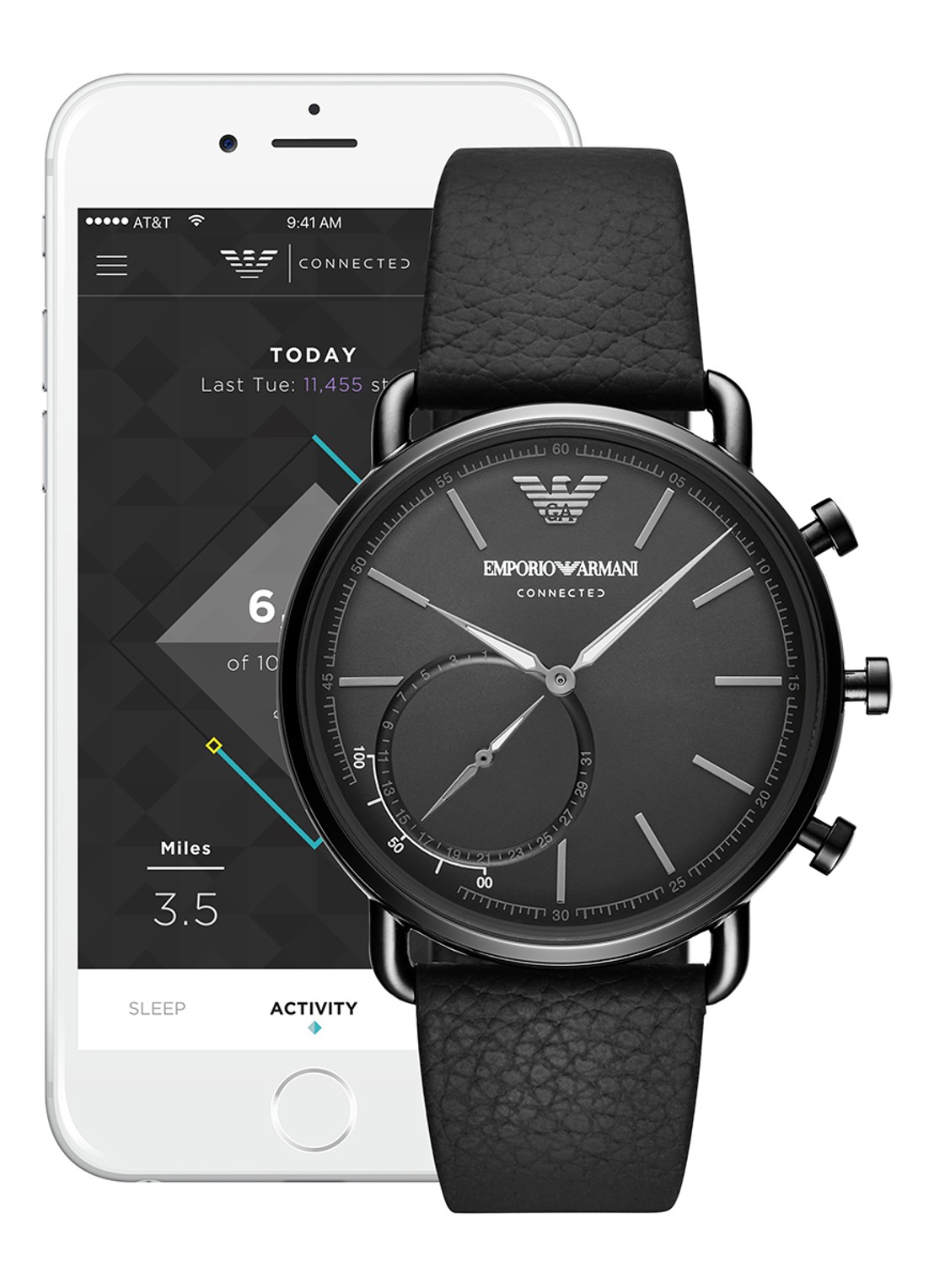 Emporio Armani Connected Hybrid Smartwatch  ART3030 - detail 3 zwart