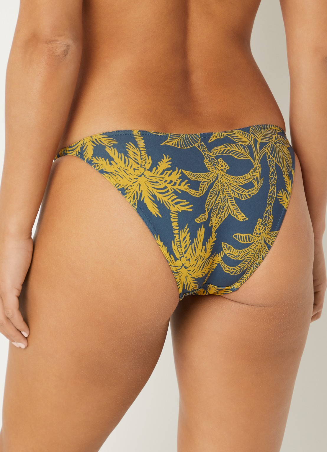 Eres Solarium bikinislip met bladprint - achterkant 3 mosterd