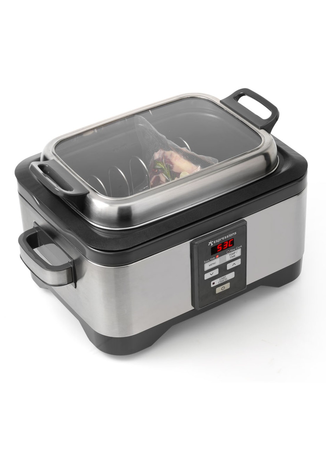 Espressions Duo Sous-Vide EP4000 + slowcooker 5,5 liter - detail middengrijs