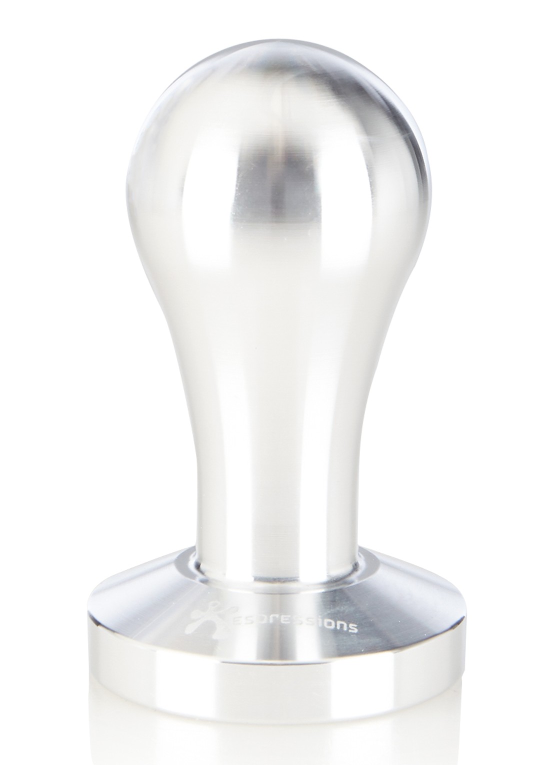 Espressions Koffie tamper van aluminium 50 mm - voorkant zilver