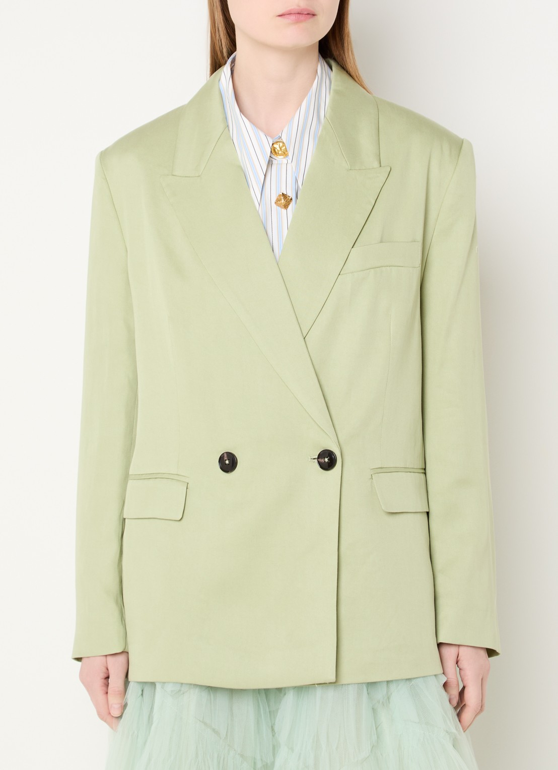 Essentiel Antwerp Blazer met klepzakken - detail 4 lichtgroen