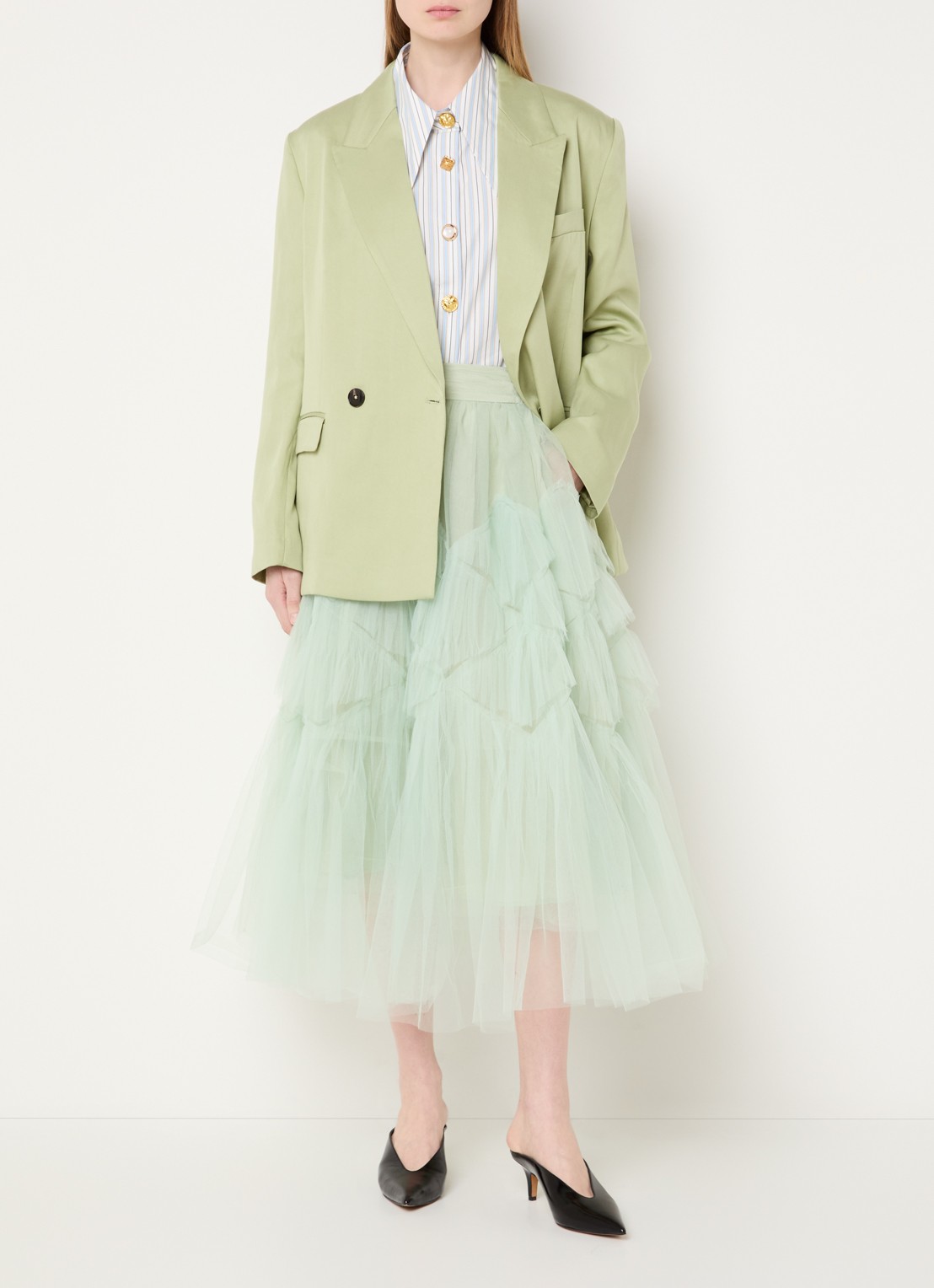 Essentiel Antwerp Blazer met klepzakken - voorkant 3 lichtgroen