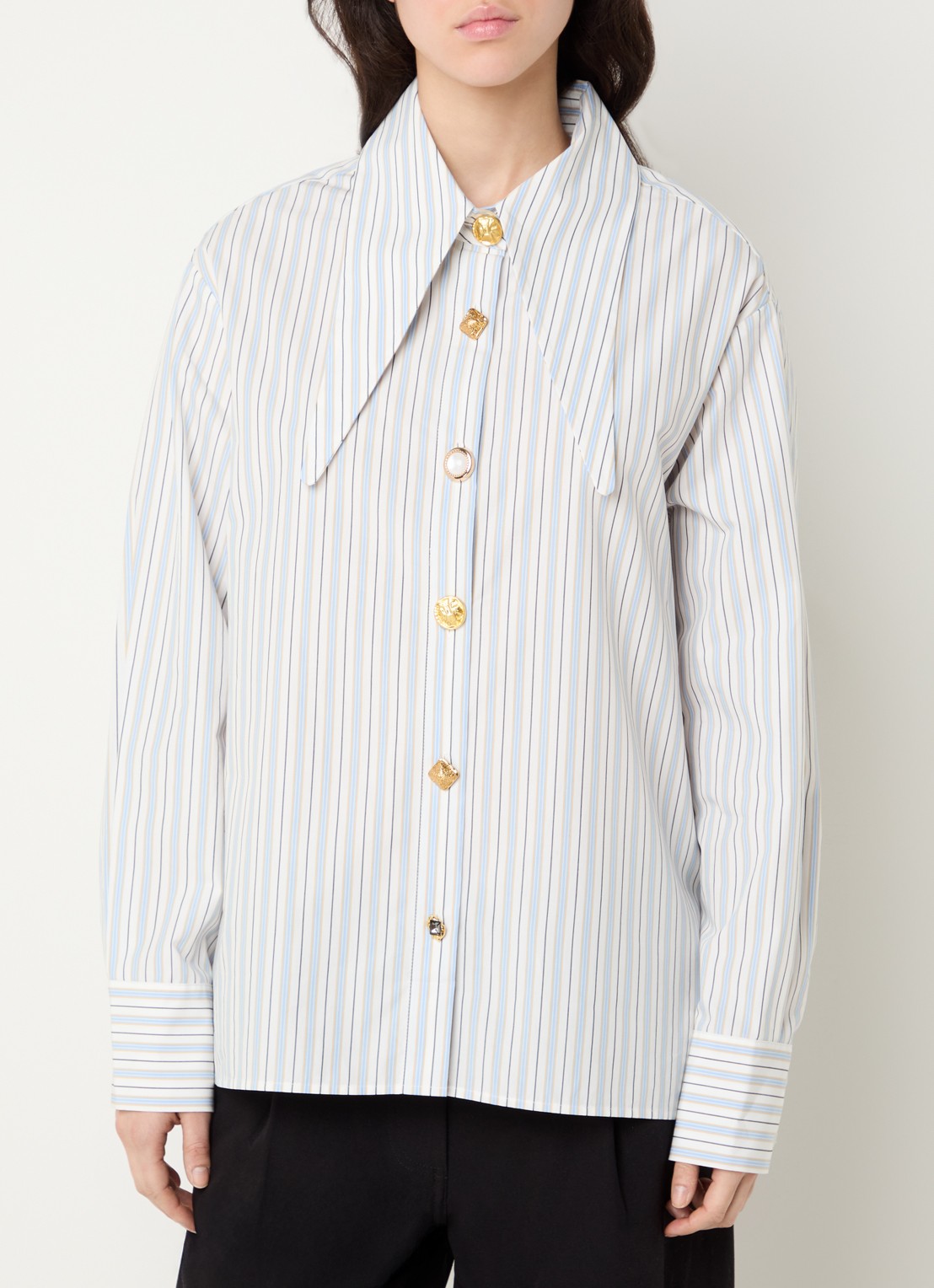 Essentiel Antwerp Blouse met kraag - detail lichtblauw