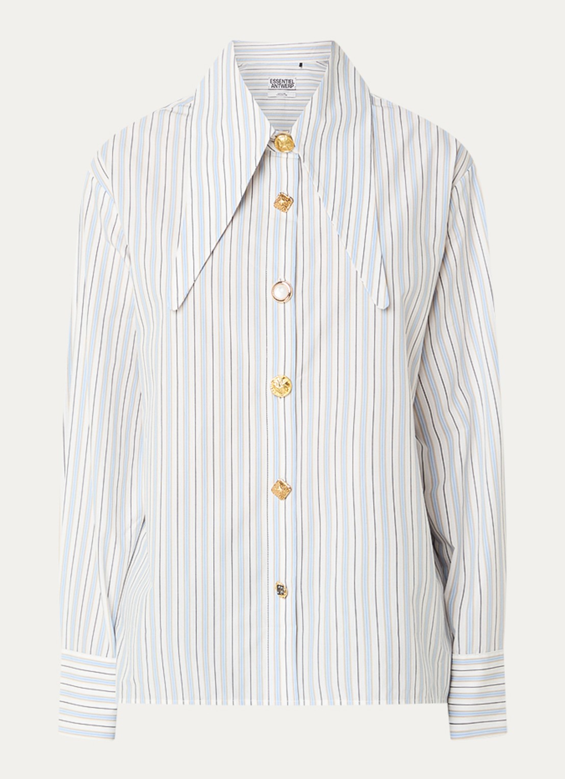 Essentiel Antwerp Blouse met kraag - voorkant 3 lichtblauw