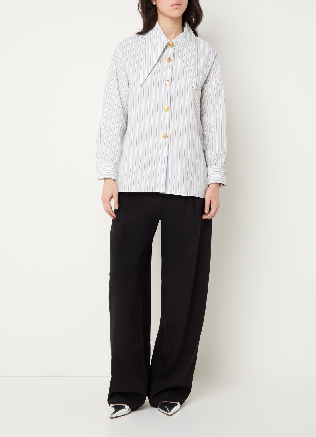 Essentiel Antwerp Blouse met kraag - voorkant 4 lichtblauw