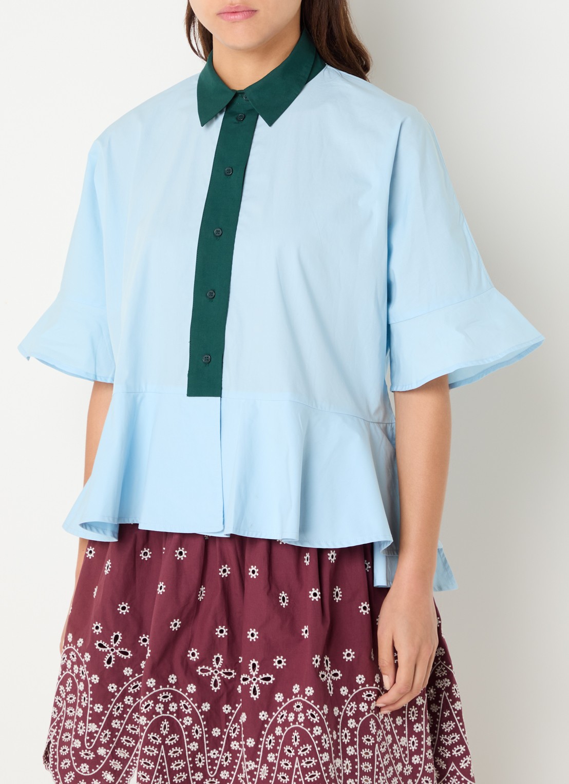 Essentiel Antwerp Blouse met kraag - detail 4 lichtblauw