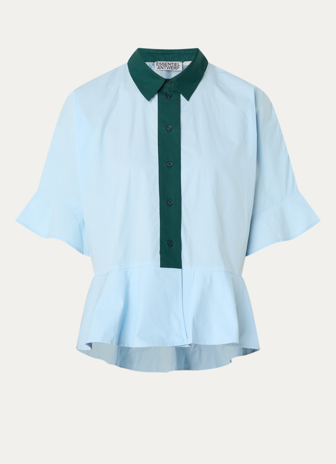 Essentiel Antwerp Blouse met kraag - voorkant 2 lichtblauw