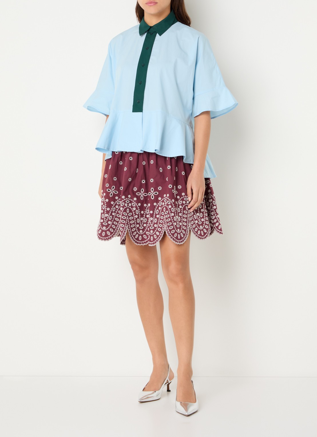 Essentiel Antwerp Blouse met kraag - voorkant 3 lichtblauw