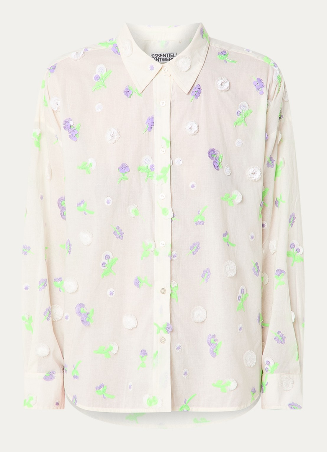 Essentiel Antwerp Blouse met pailletten en borduring - voorkant 2 creme