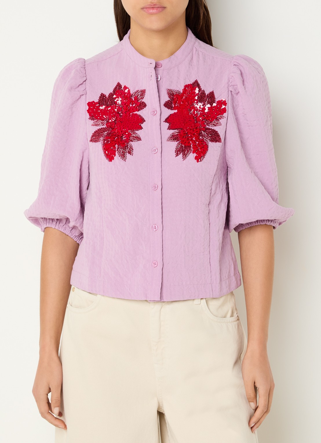 Essentiel Antwerp Blouse met pailletten - detail 4 paars