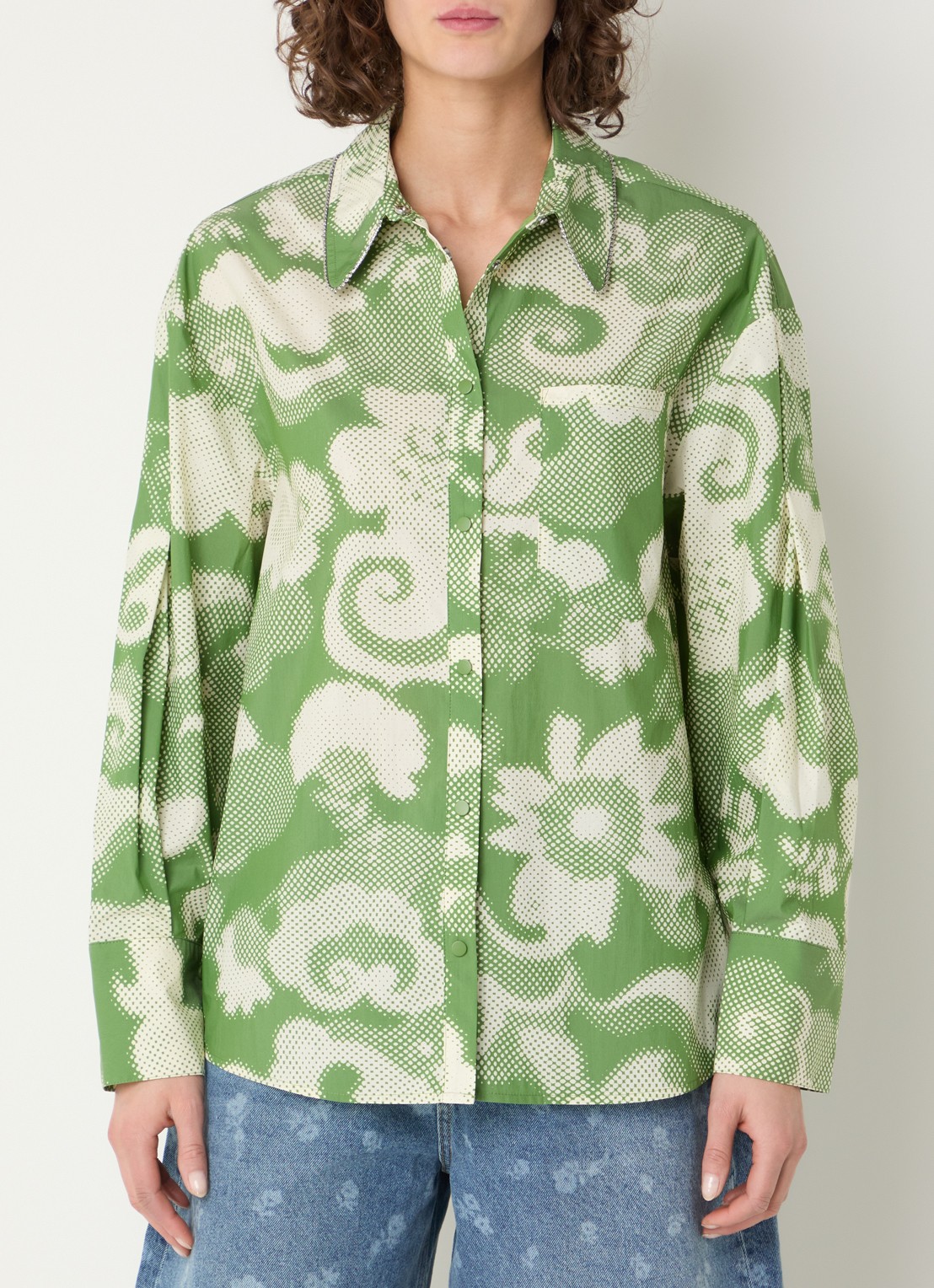 Essentiel Antwerp Blouse met print en borstzak - detail 3 groen