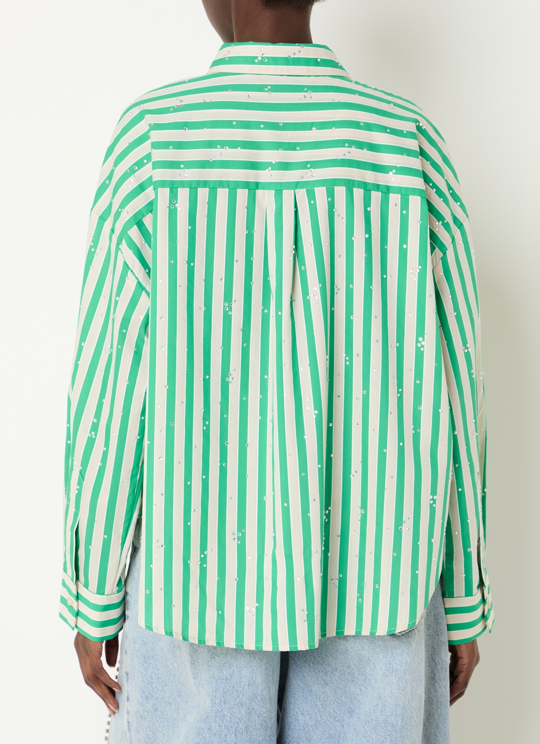 Essentiel Antwerp Blouse met streepprint en strass - achterkant groen