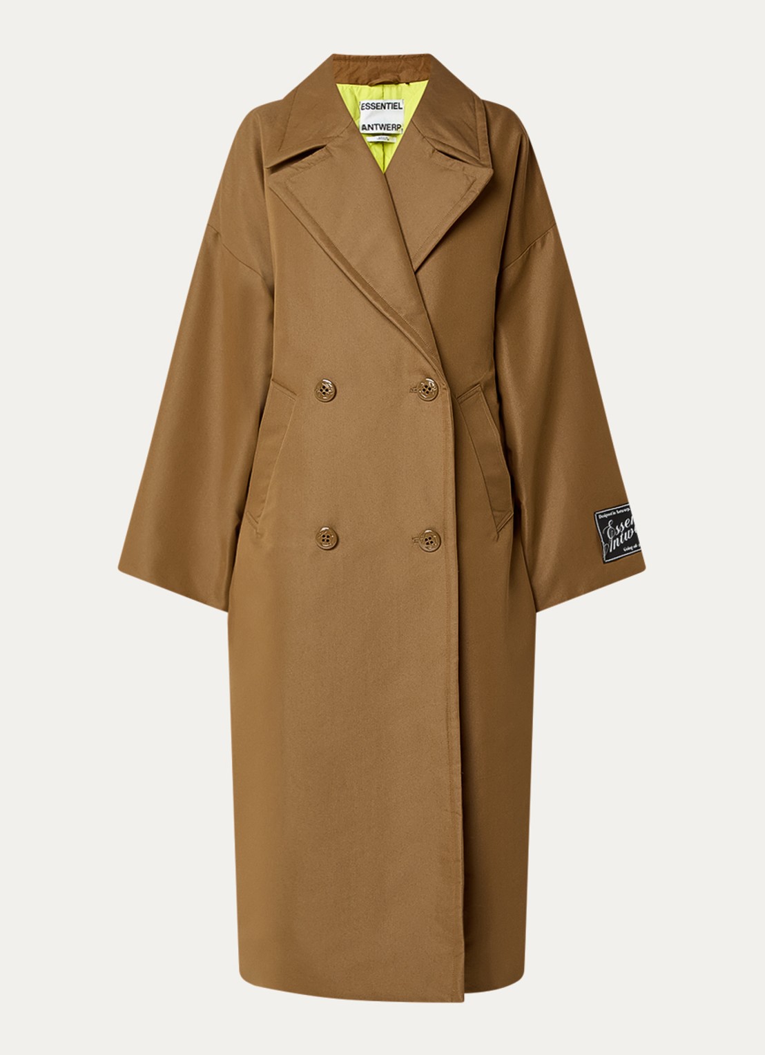 Essentiel Antwerp Double-breasted trenchcoat met logo - voorkant 3 bruin