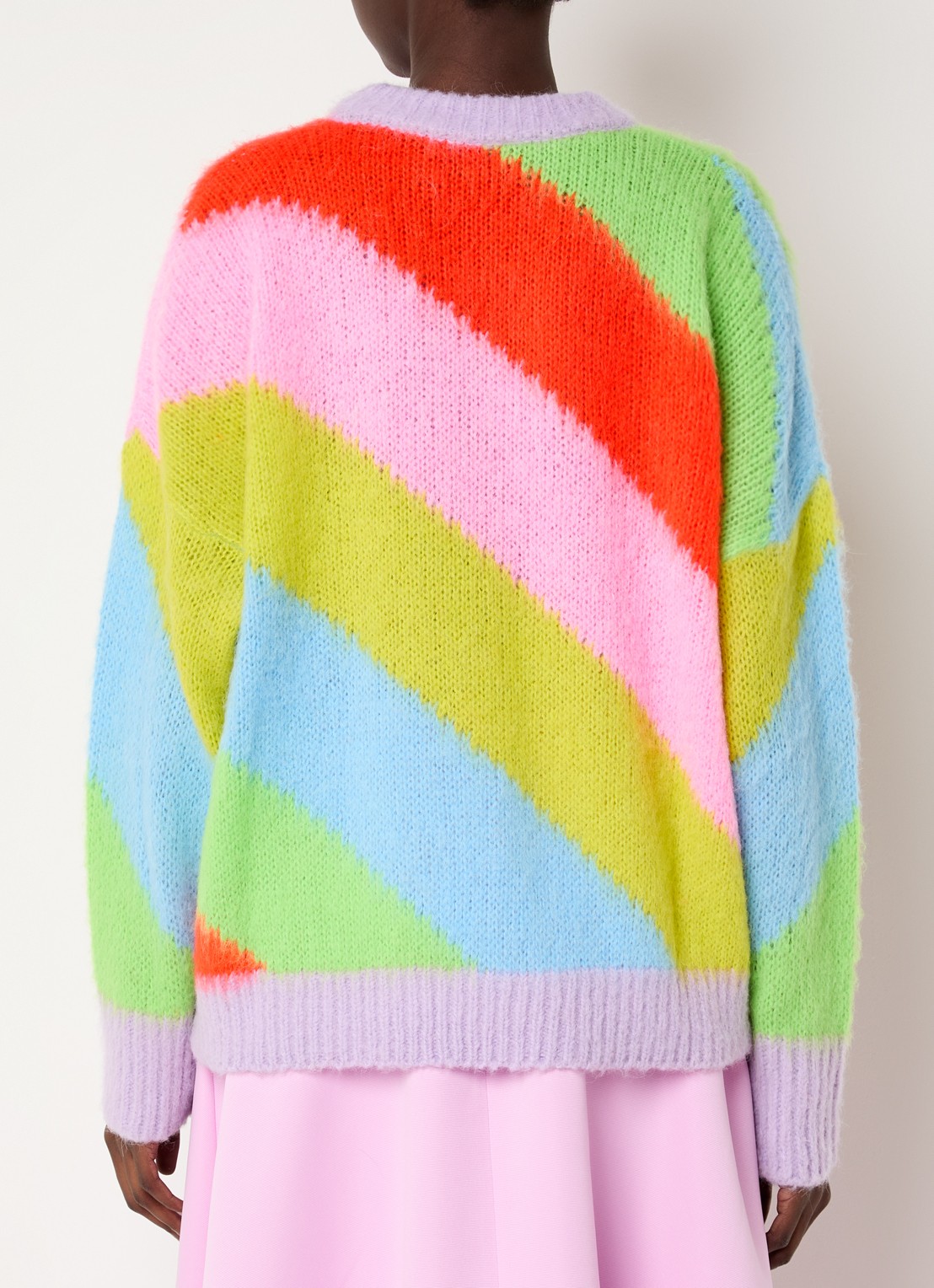 Essentiel Antwerp Grofgebreide trui in wolblend met colour blocking - achterkant paars