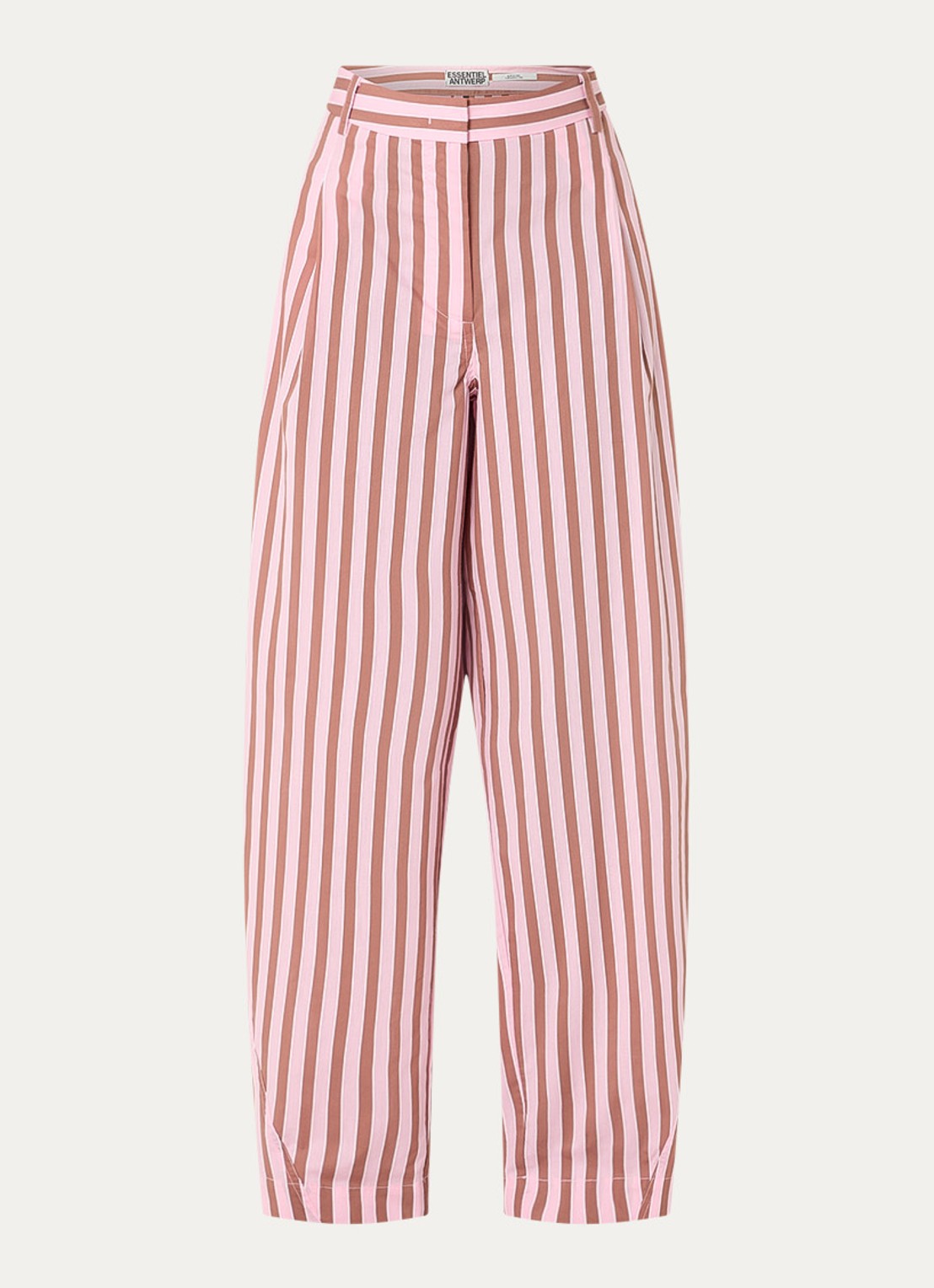 Essentiel Antwerp High waist balloon fit broek met streepprint - voorkant roze