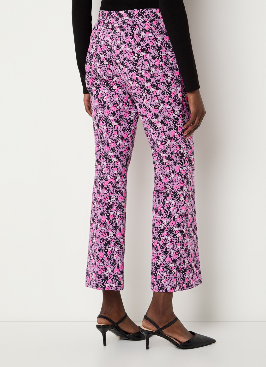 Essentiel Antwerp High waist straight fit cropped pantalon met jacquard dessin - achterkant 4 paars