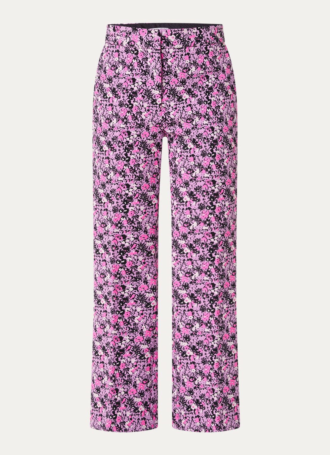 Essentiel Antwerp High waist straight fit cropped pantalon met jacquard dessin - voorkant paars