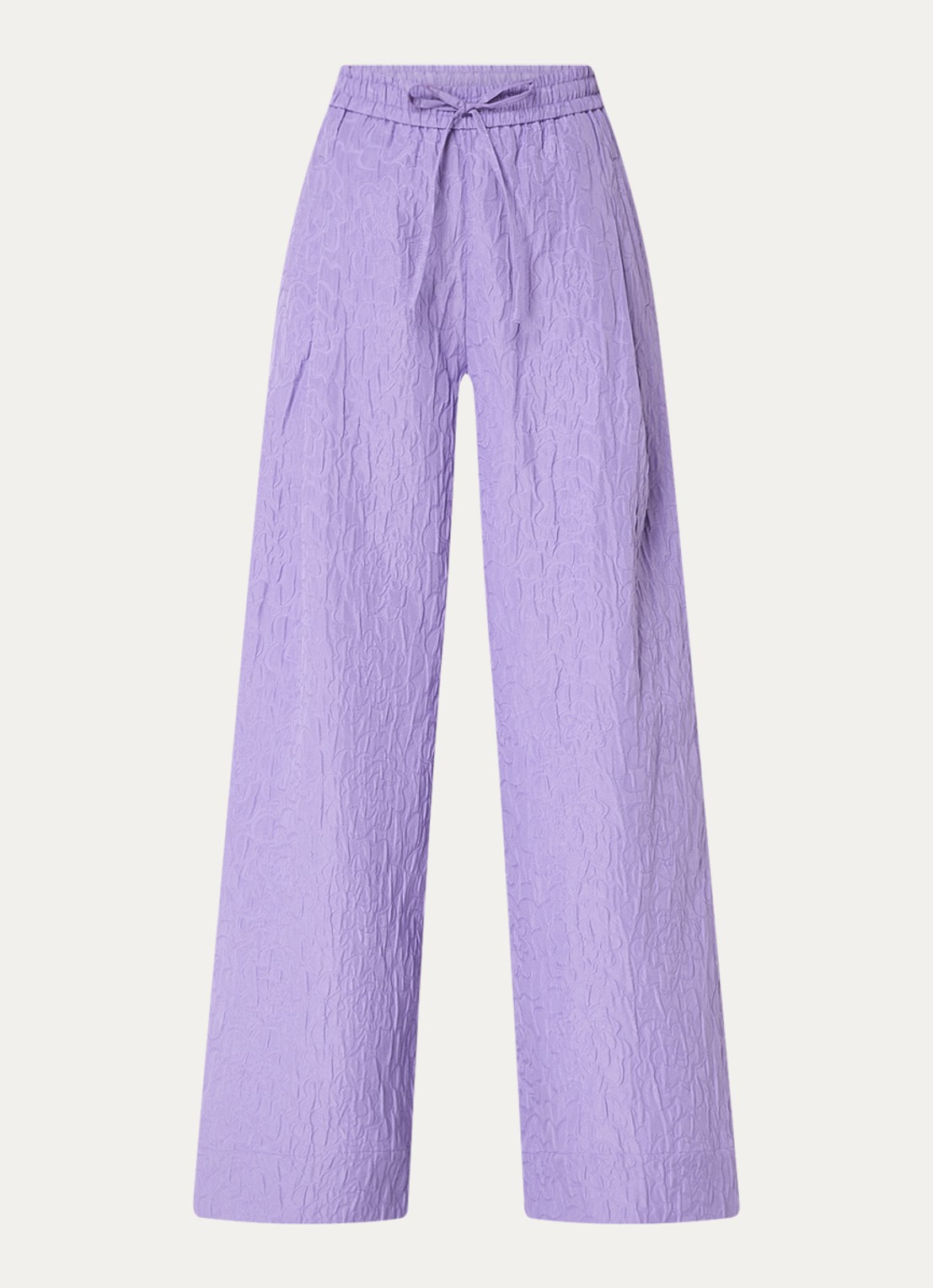 Essentiel Antwerp High waist wide fit broek met jacquard dessin - voorkant 3 paars