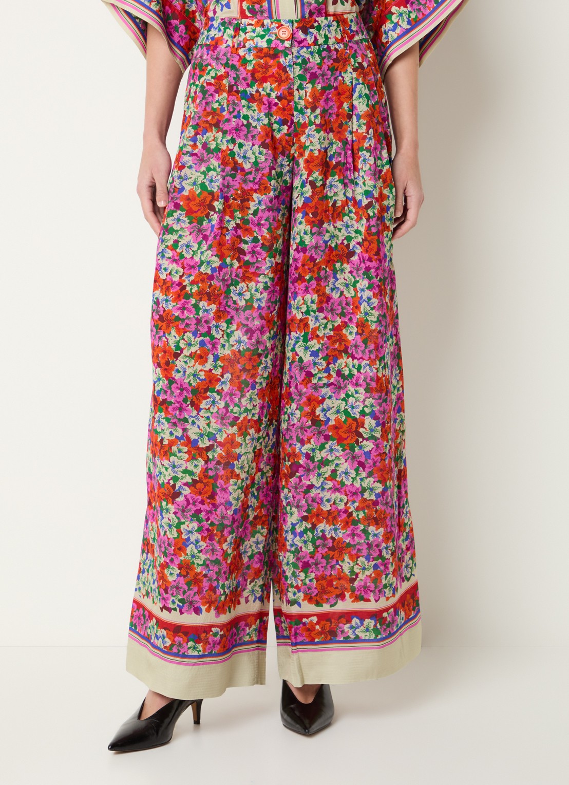 Essentiel Antwerp High waist wide fit palazzo broek in zijdeblend - detail 4 rood