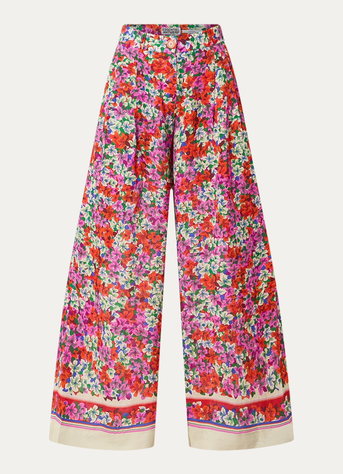 Essentiel Antwerp High waist wide fit palazzo broek in zijdeblend - voorkant 2 rood