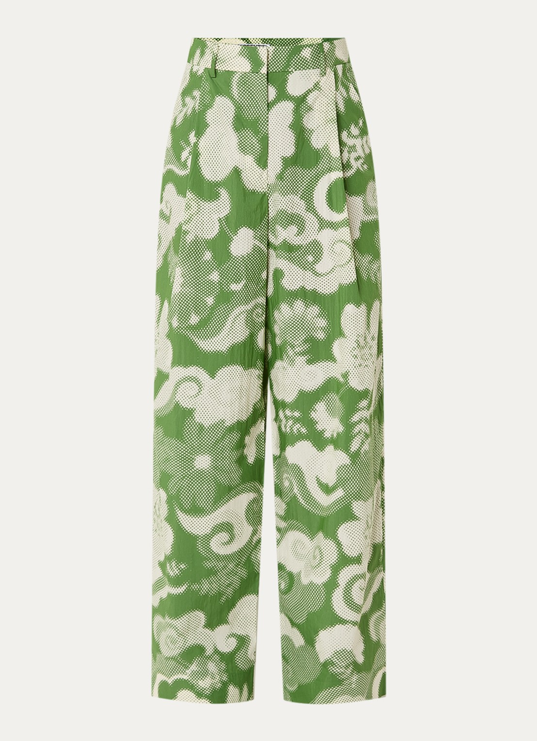 Essentiel Antwerp High waist wide fit palazzo broek met print - voorkant 3 groen