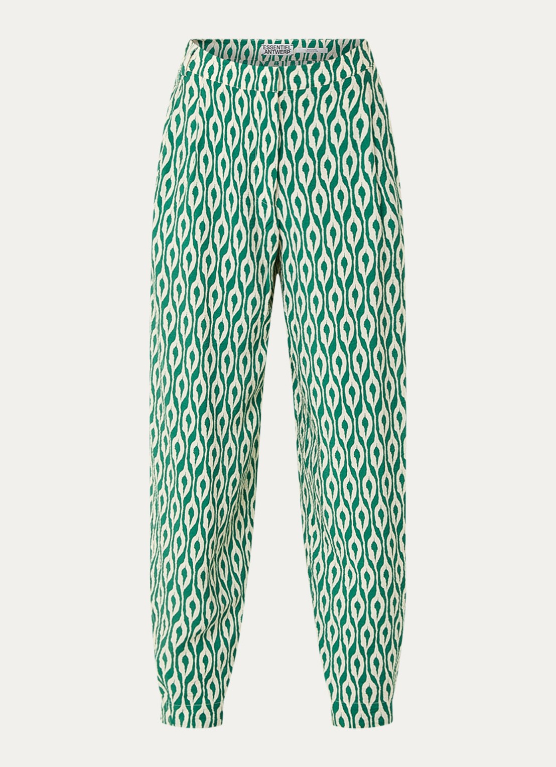 Essentiel Antwerp Ihalton high waist wide fit palazzo broek met print - voorkant groen