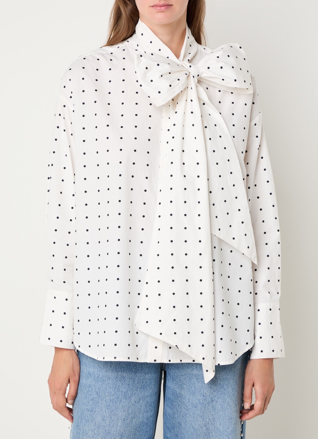 Essentiel Antwerp Imoverit blouse met stippenprint - detail 2 wit