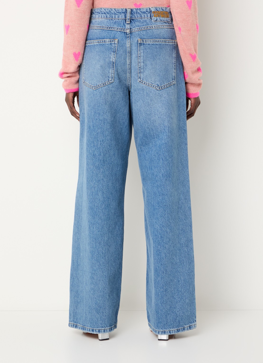 Essentiel Antwerp Interesting high waist wide leg jeans met strass - achterkant 3 indigo