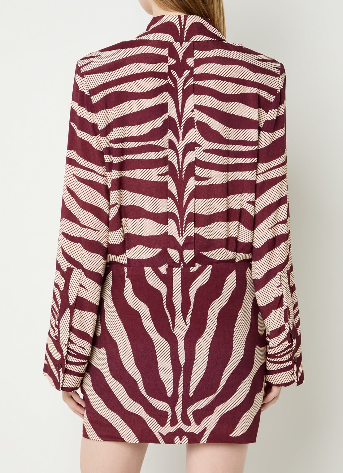 Essentiel Antwerp Isniper mini tuniekjurk met zebraprint - achterkant 2 bordeauxrood