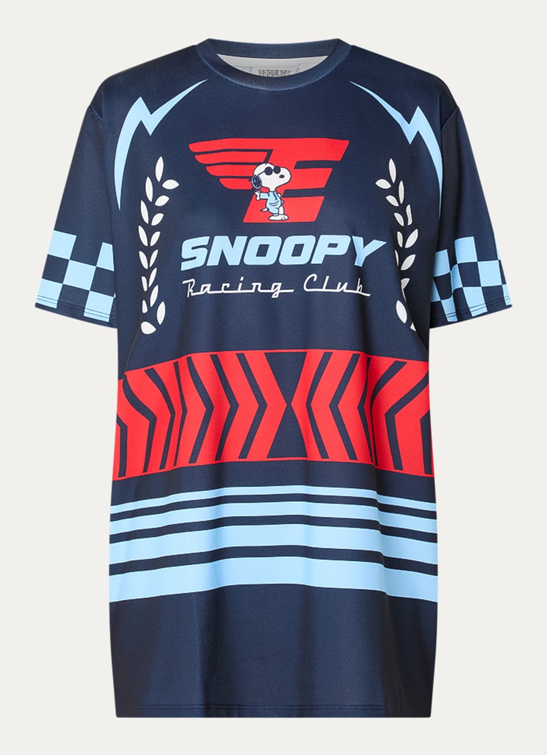 Essentiel Antwerp Jacing T-shirt met print - voorkant 3 donkerblauw