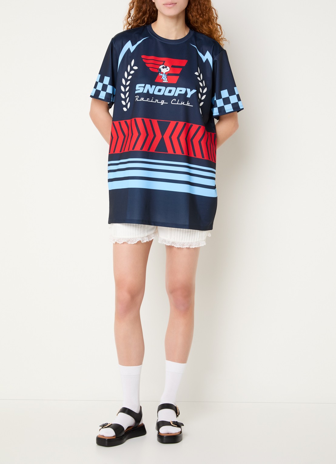 Essentiel Antwerp Jacing T-shirt met print - voorkant 4 donkerblauw