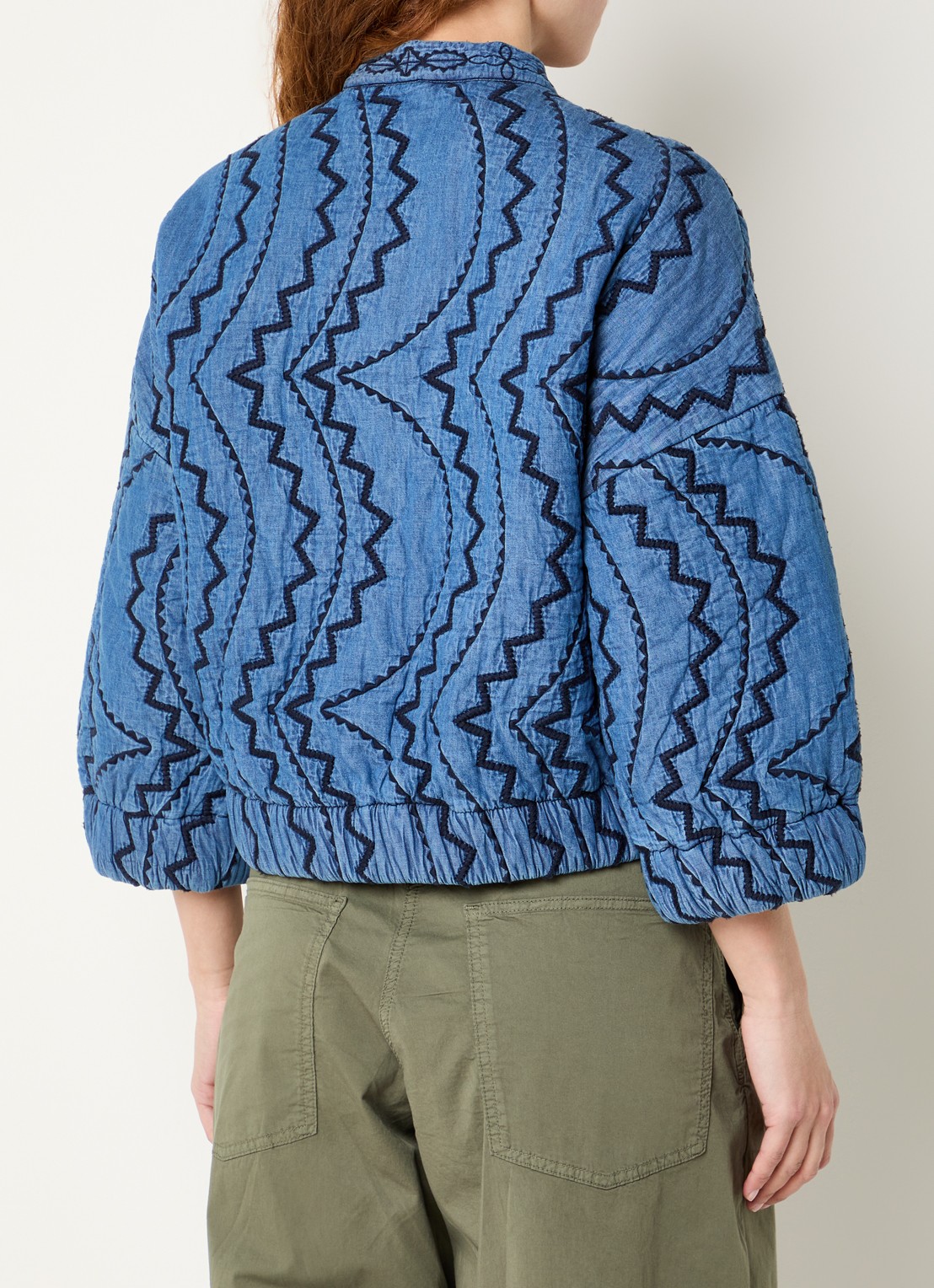 Essentiel Antwerp Jack met quilt patroon en steekzakken - achterkant blauw