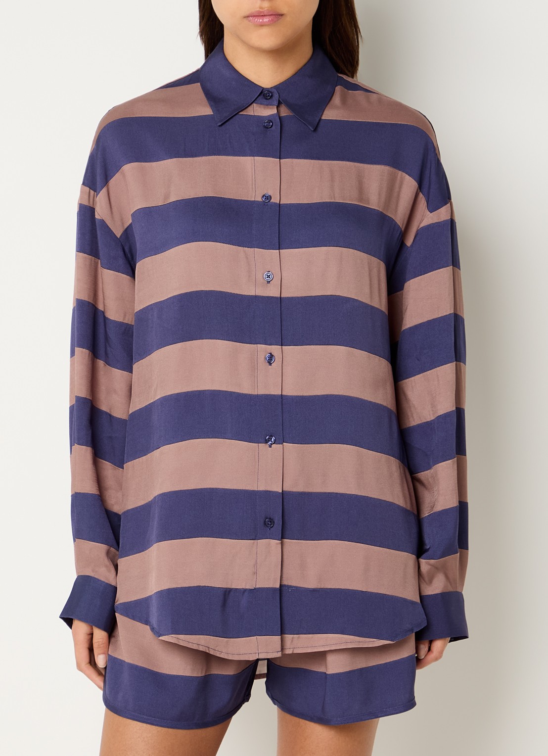 Essentiel Antwerp Jaim blouse met streepprint - detail 3 paars