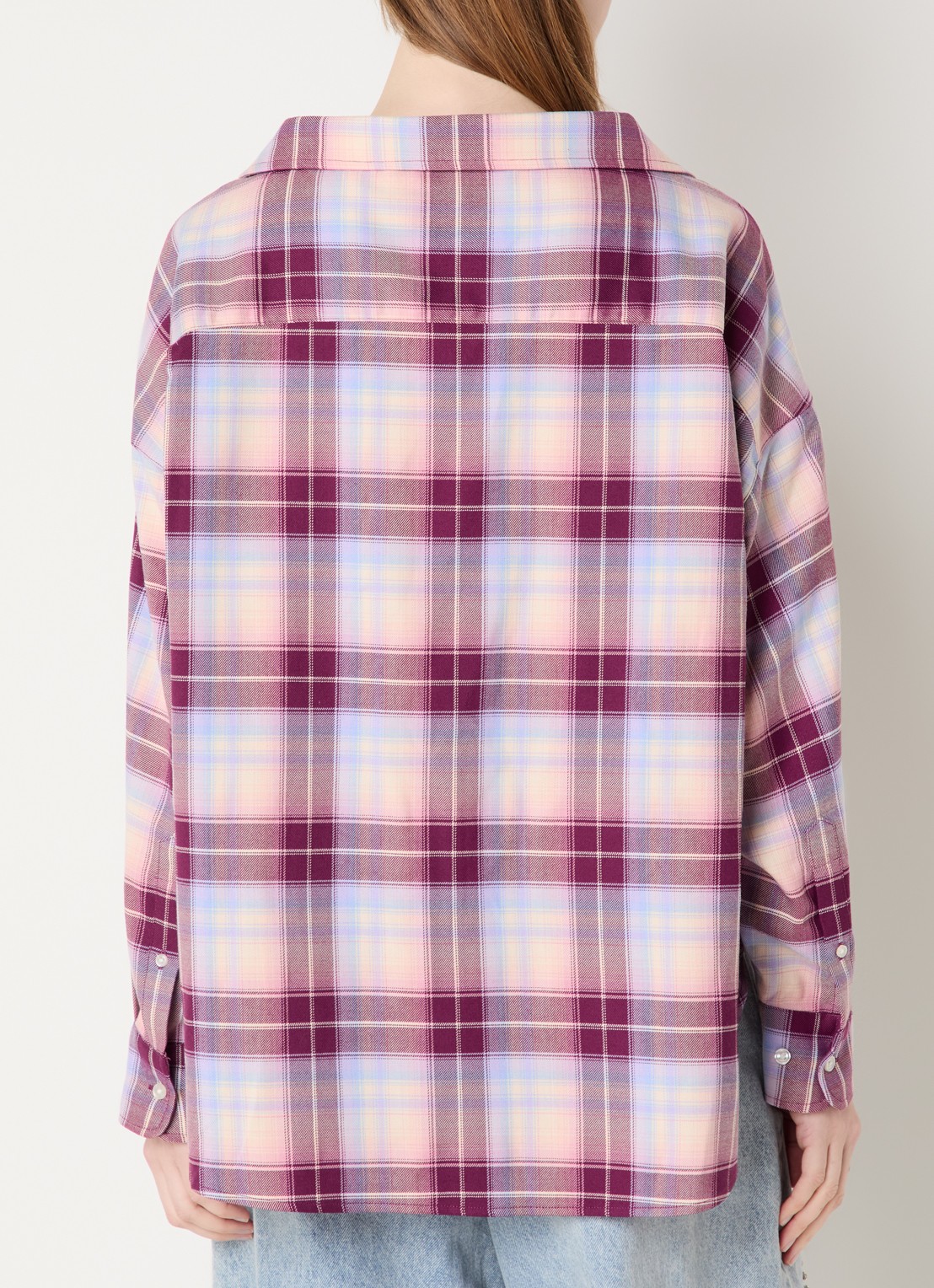 Essentiel Antwerp Jandrew blouse met ruitdessin - achterkant paars