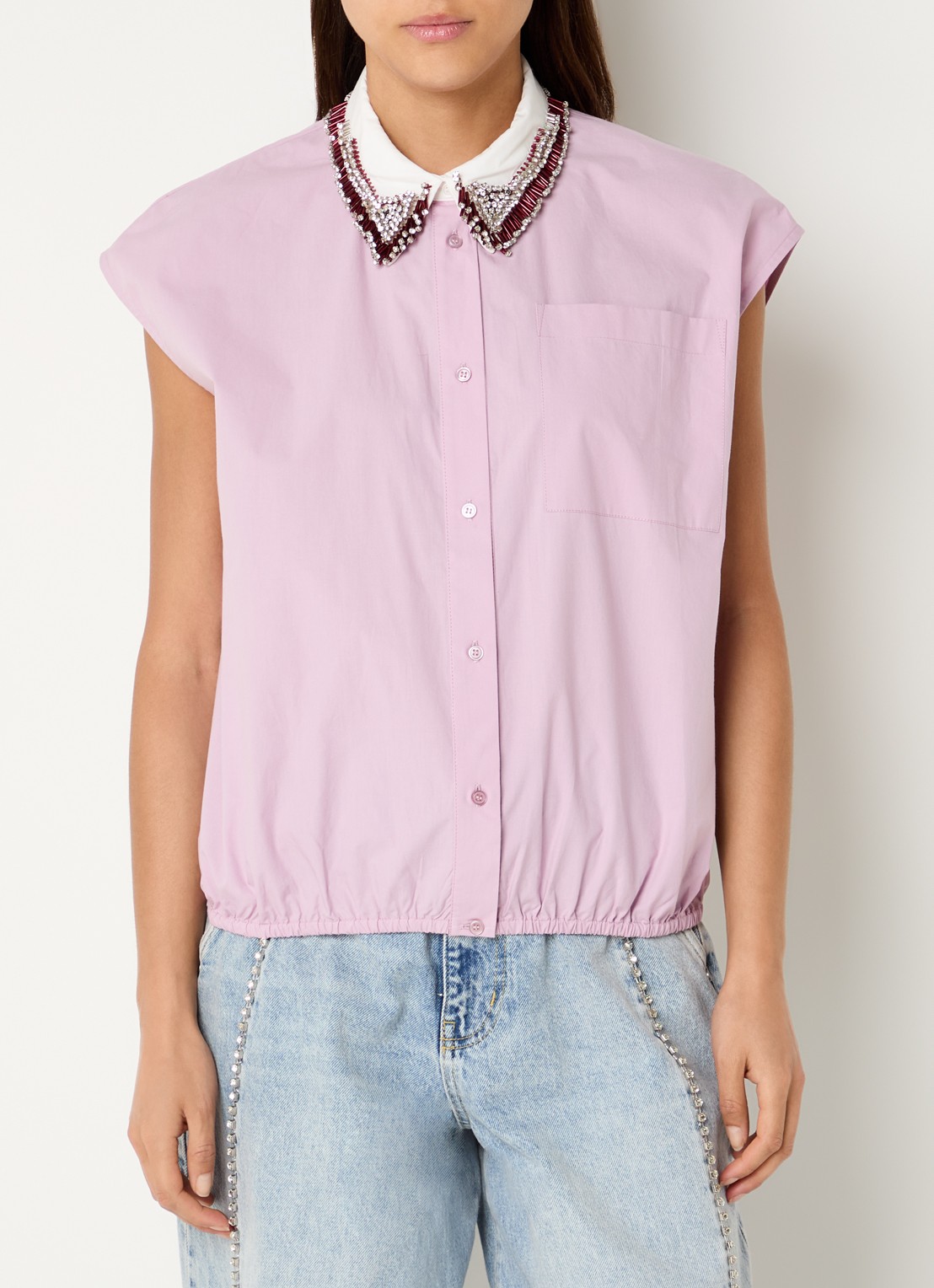 Essentiel Antwerp Janky blouse met strass - detail 4 lila