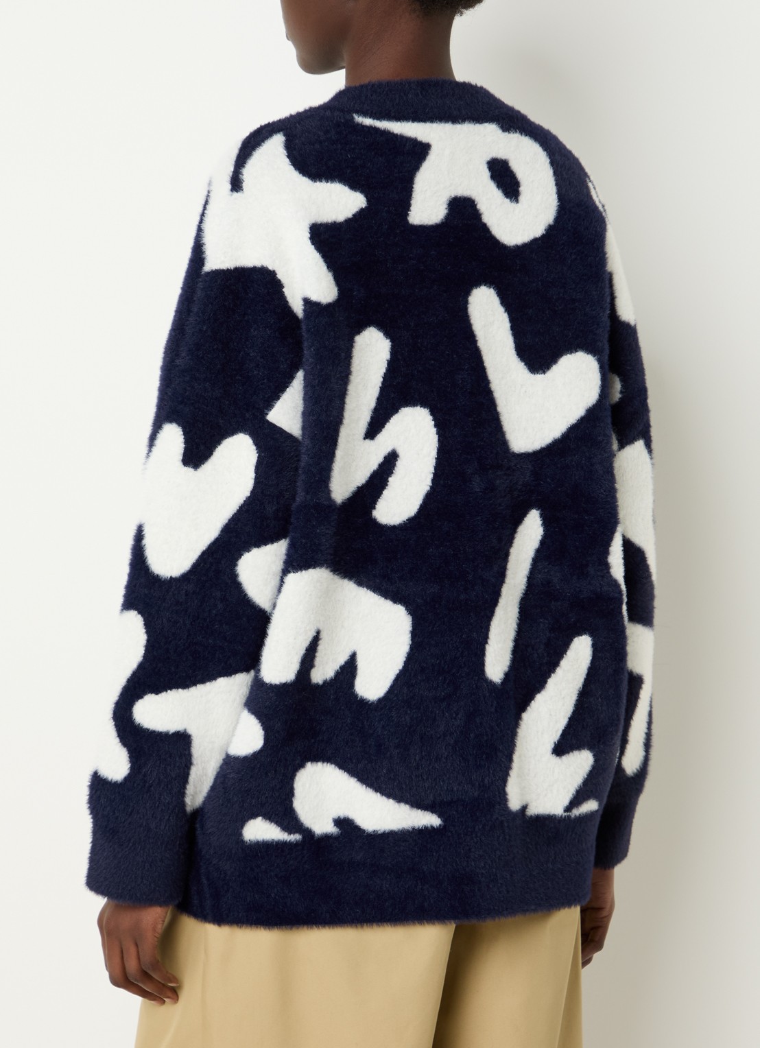Essentiel Antwerp Jarden fijngebreid vest met ingebreid patroon - achterkant 4 donkerblauw