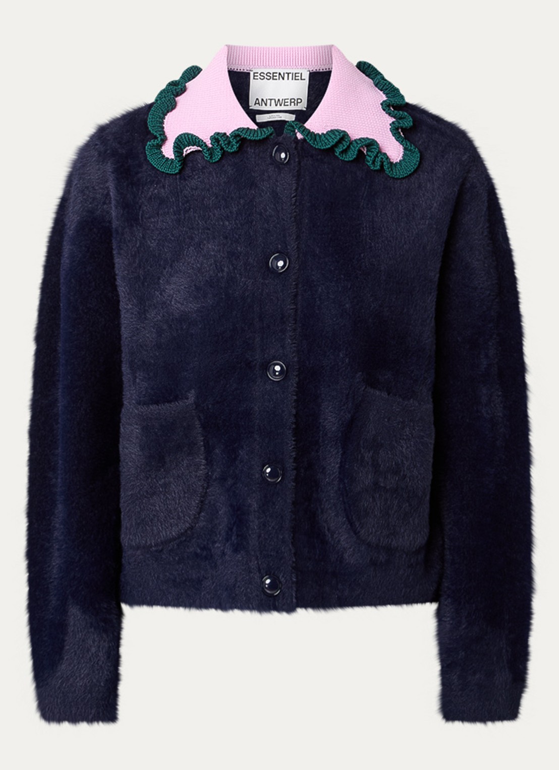 Essentiel Antwerp Jardener vest met opgestikte zakken - voorkant donkerblauw