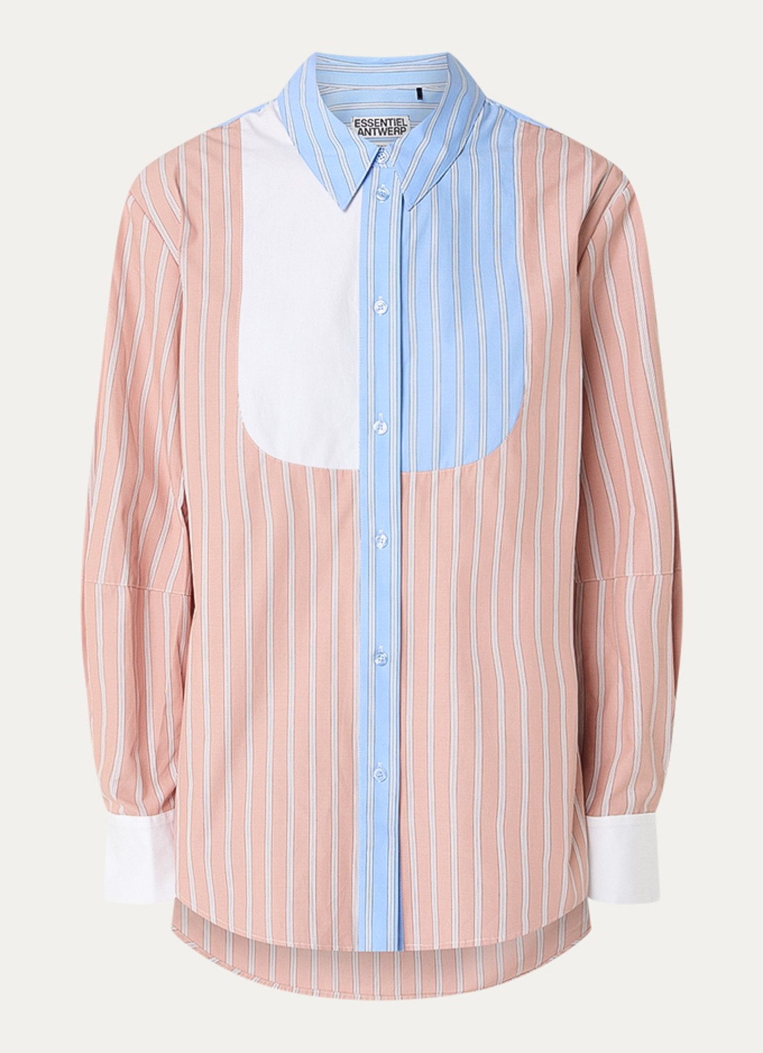 Essentiel Antwerp Jatch blouse met streepprint - voorkant 2 zalmroze