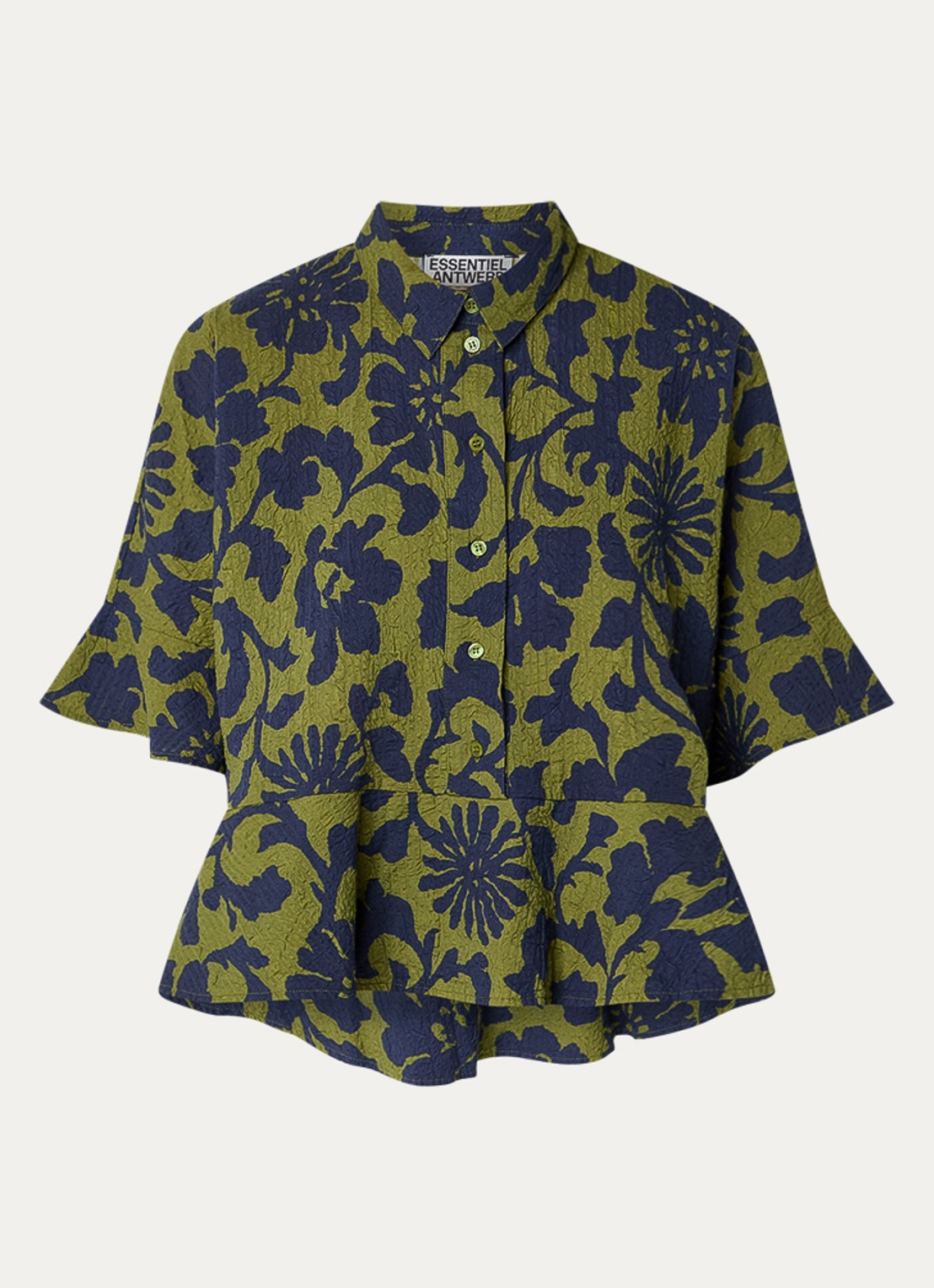 Essentiel Antwerp Jaylee tuniek met structuur en print - voorkant 3 groen