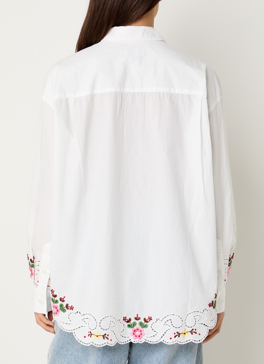 Essentiel Antwerp Jayme blouse met broderie - achterkant wit