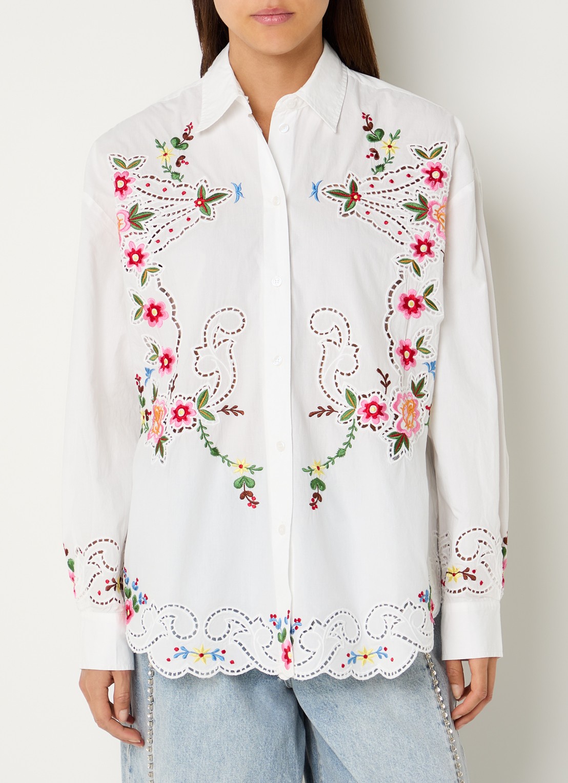 Essentiel Antwerp Jayme blouse met broderie - detail 4 wit