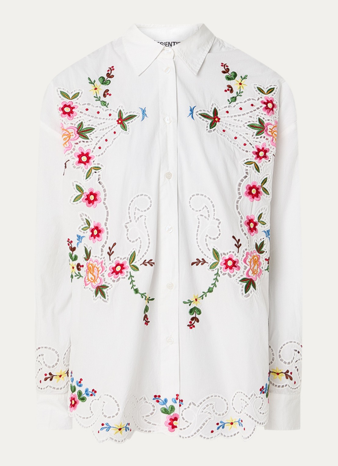 Essentiel Antwerp Jayme blouse met broderie - voorkant 2 wit