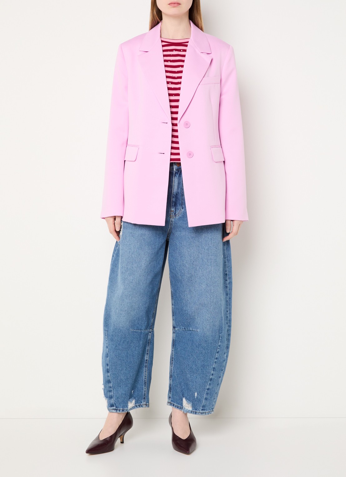 Essentiel Antwerp Jazer blazer met klepzakken - voorkant 3 roze