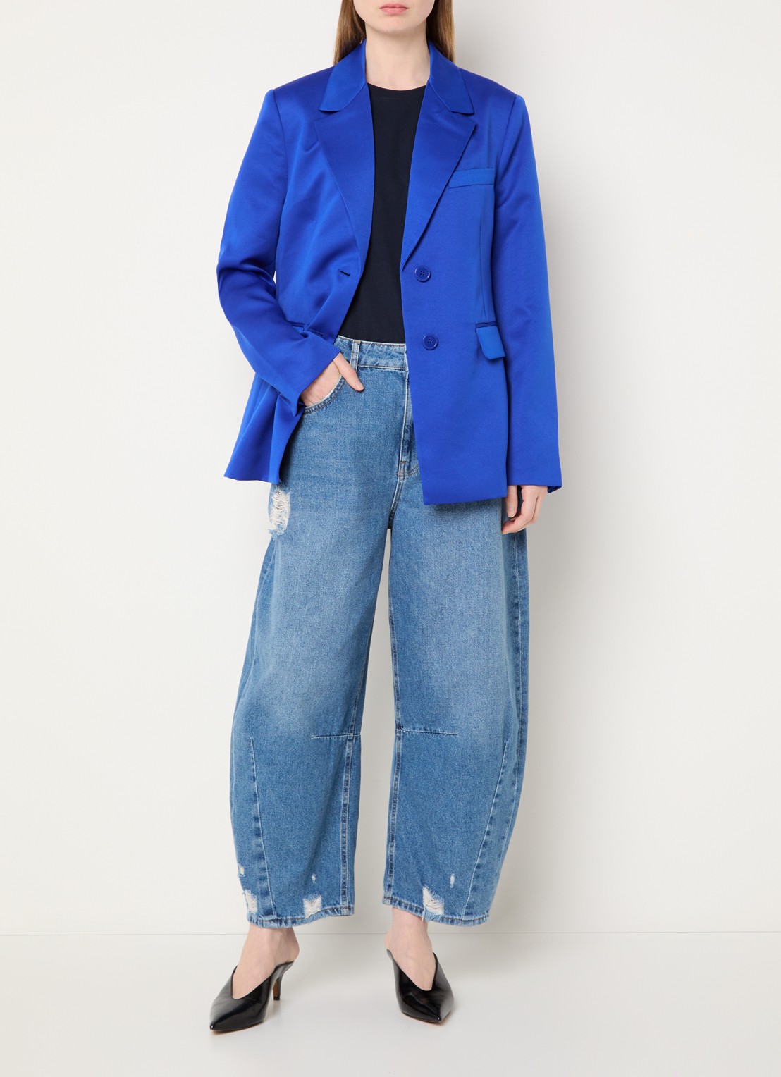 Essentiel Antwerp Jazer blazer met klepzakken - voorkant 3 kobaltblauw