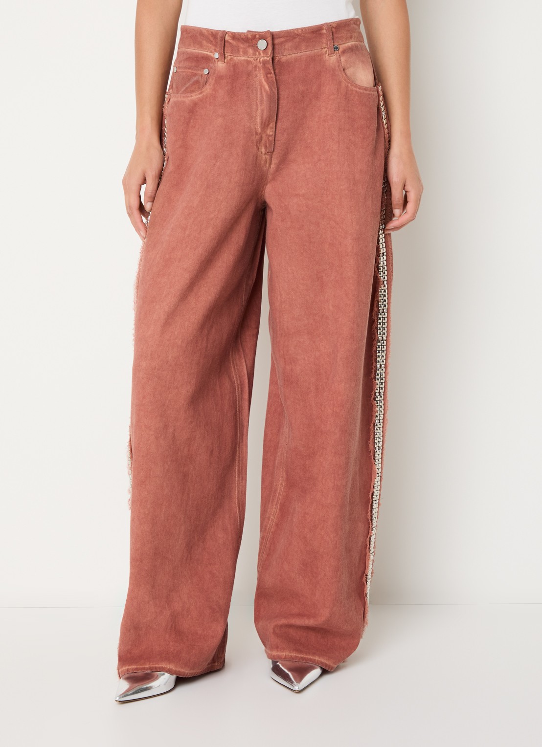 Essentiel Antwerp Jeeper high waist straight fit jeans met gekleurde wassing - detail 4 roestbruin