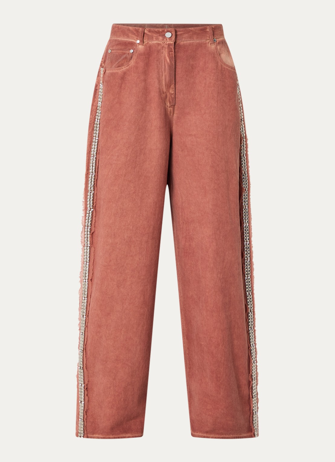Essentiel Antwerp Jeeper high waist straight fit jeans met gekleurde wassing - voorkant 2 roestbruin