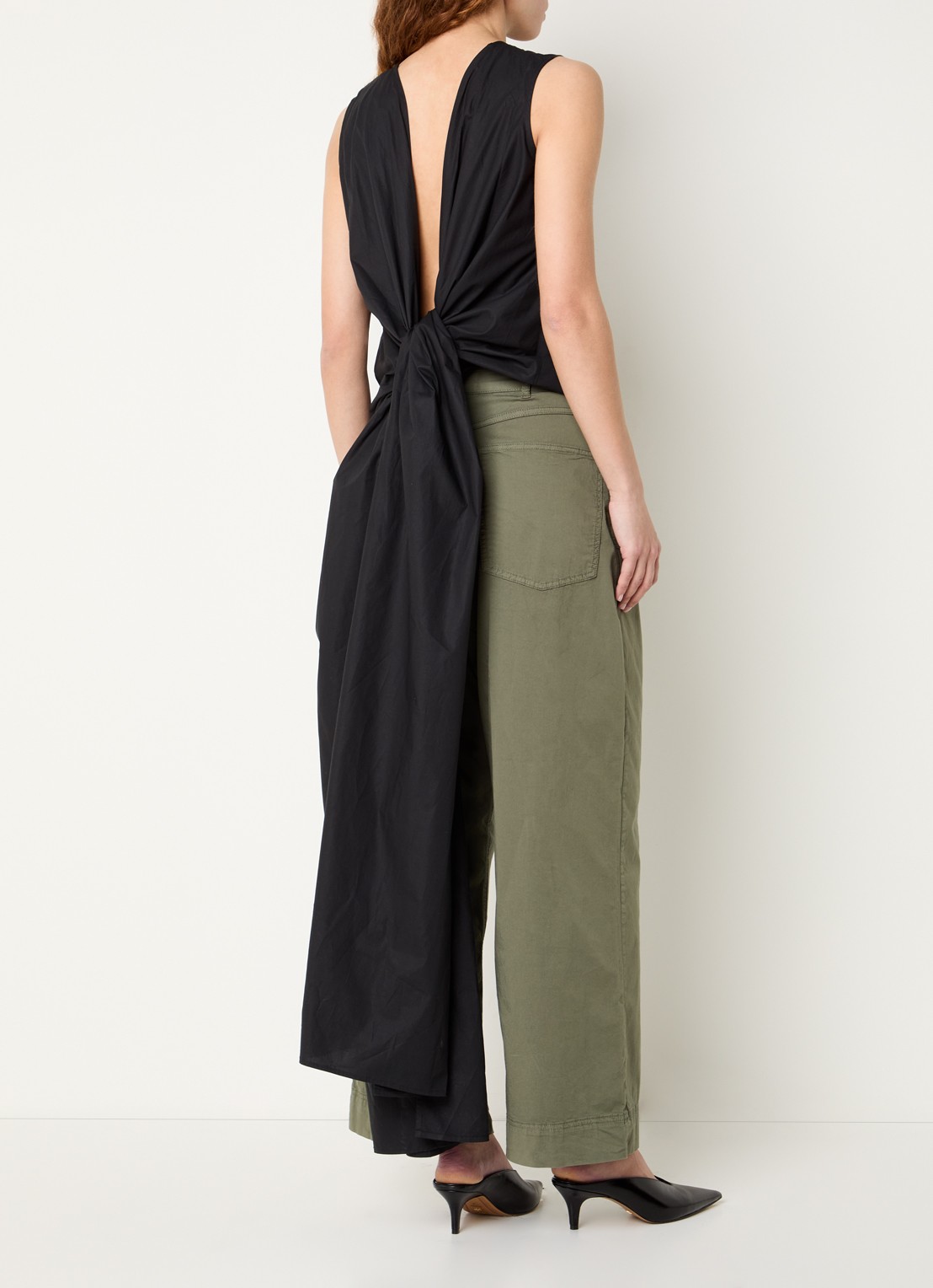 Essentiel Antwerp Jelani top met gestrikt detail en rugdecolleté - achterkant 4 zwart