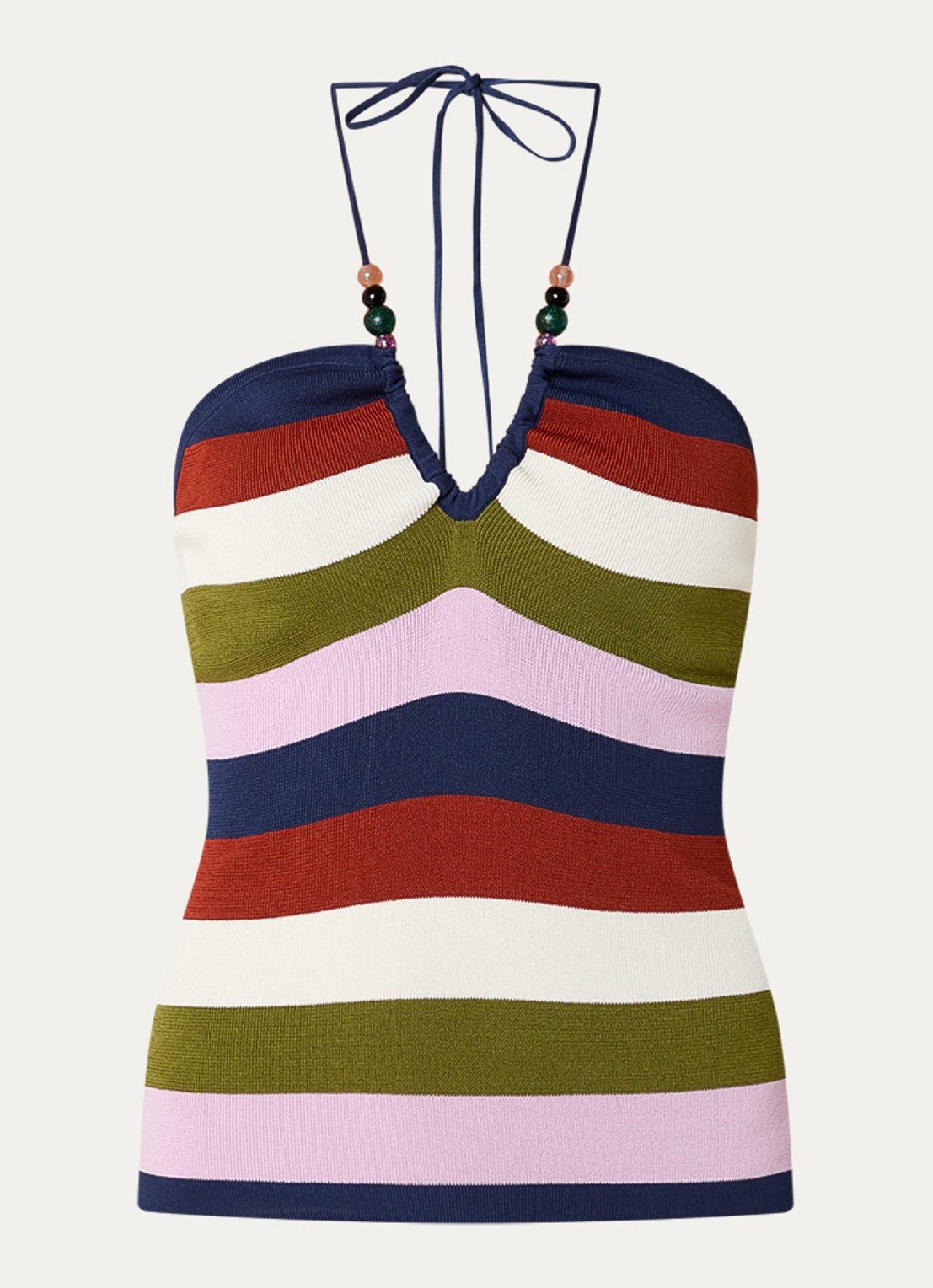 Essentiel Antwerp Jellie mouwloze top met streepprint - voorkant 3 donkerblauw